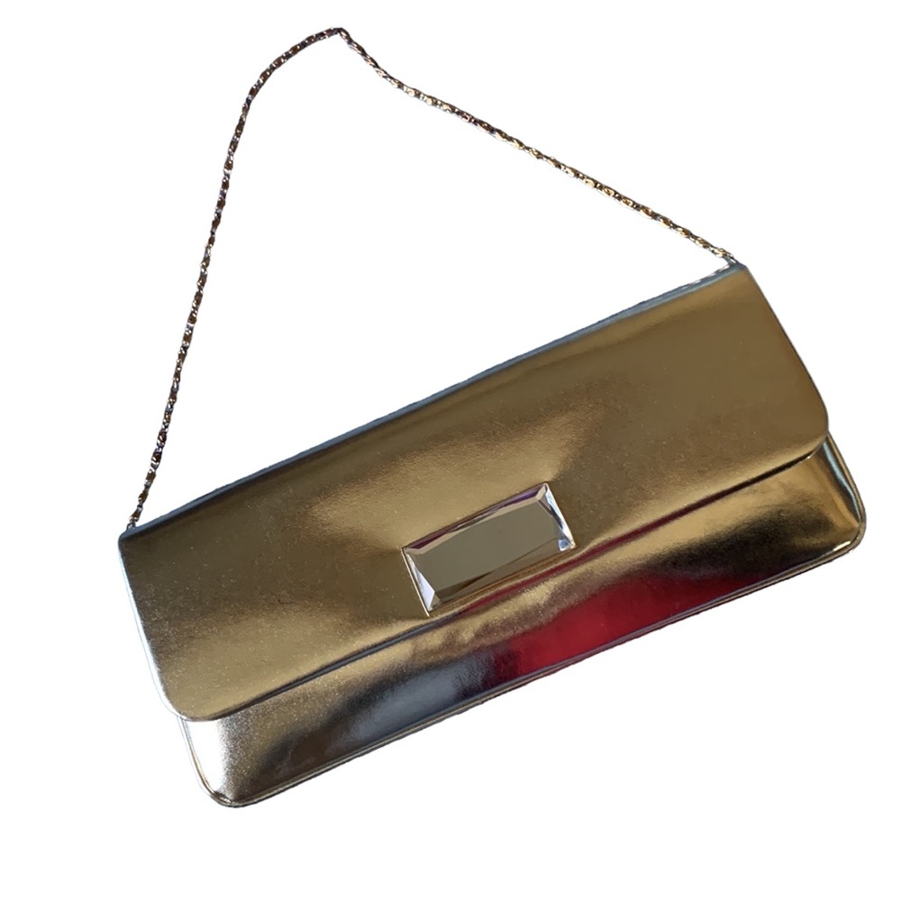 Kate Landry clutch metallic gold
